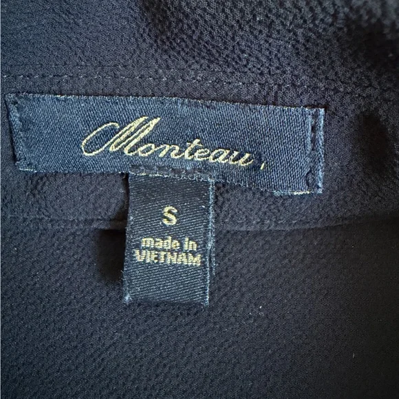 Monteau Women’s Collared Black Longline Button-up Half Sleeve Dress Size Small - Picture 2 of 5